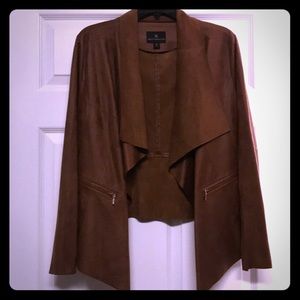 Brown faux suede blazer